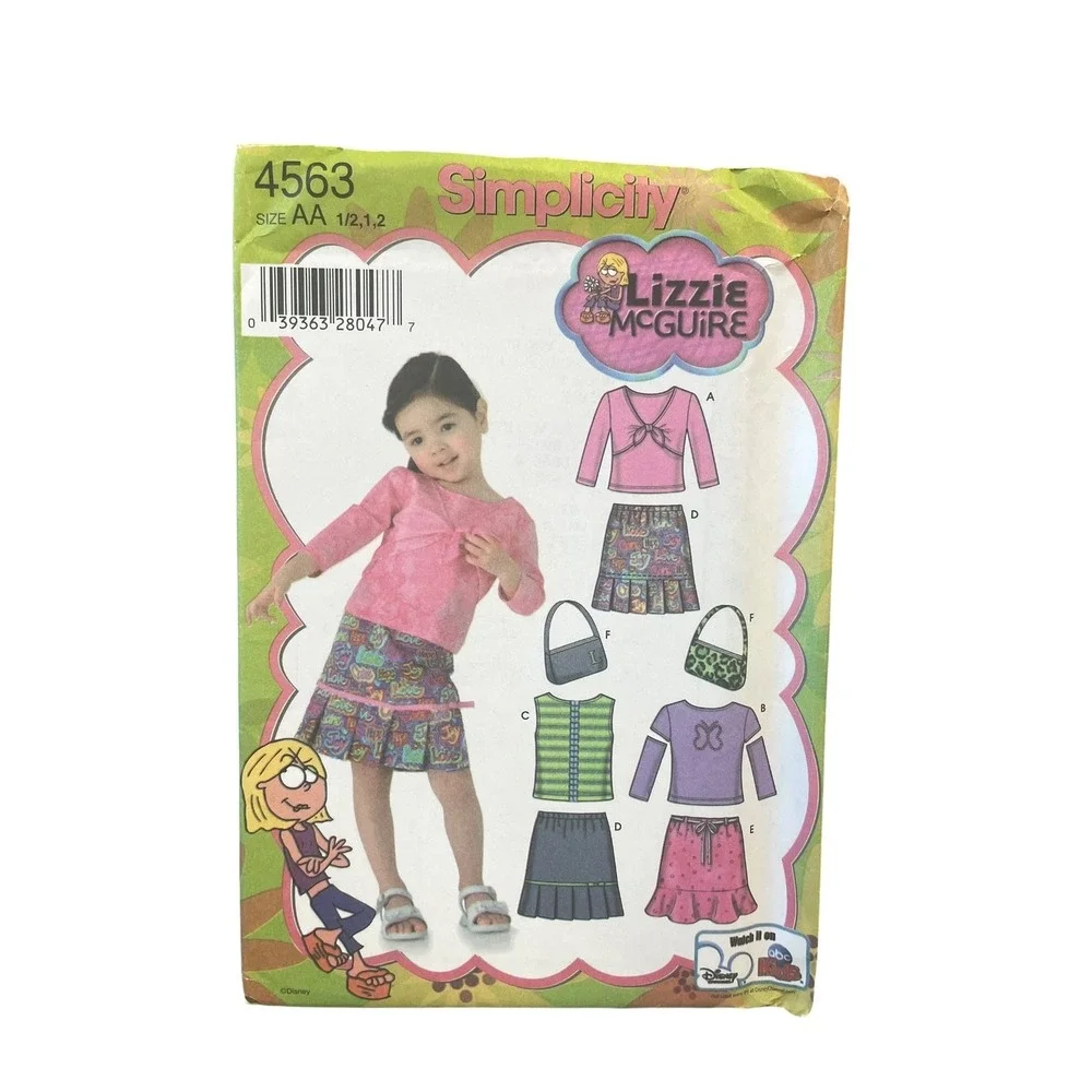 Simplicity 4563 Lizzie McGuire Girls Skirt Top Purse Sz AA 1/2 1 2
